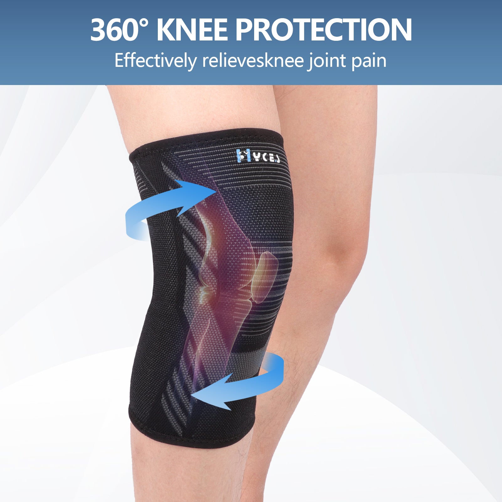 Knee Cap Compression Support Sleeve for Pain Relief Workout - Men & Women