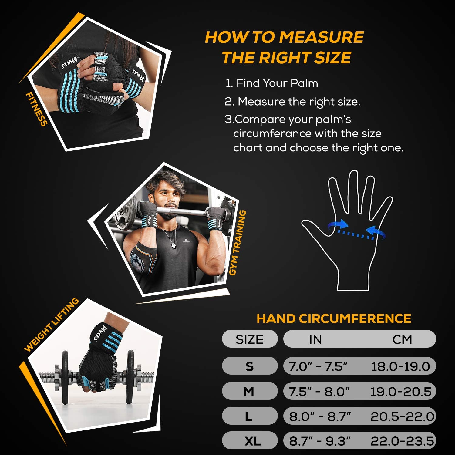 Gym Gloves with Wrist Support - Blue